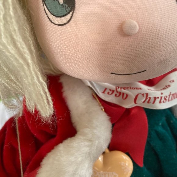 PRECIOUS MOMENTS CHRISTMAS DOLL 14" VINTAGE 1990 - Picture 2 of 8